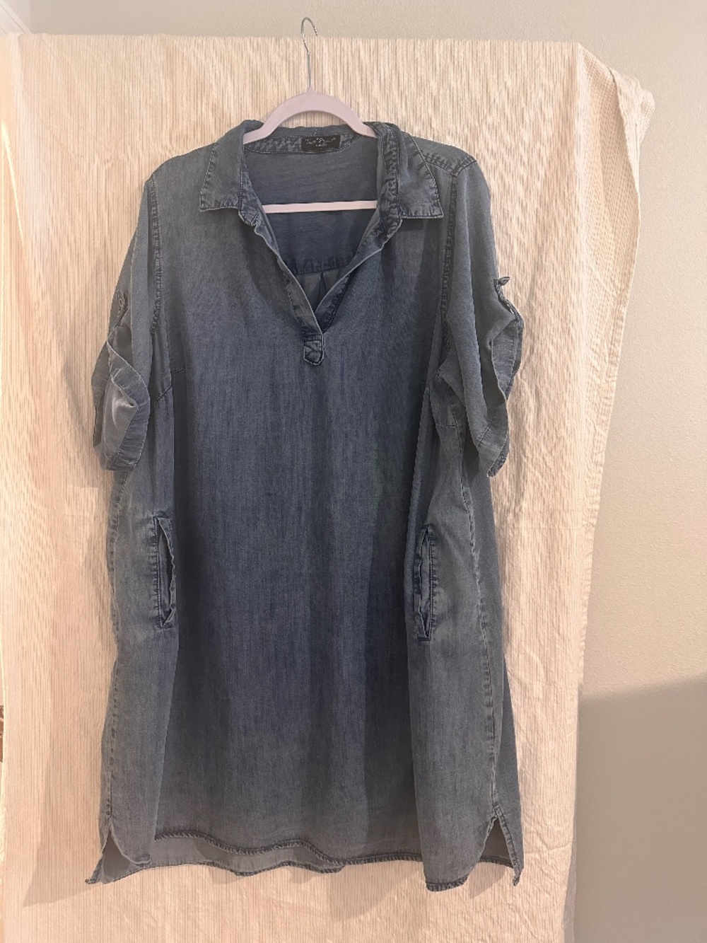 Velvet Heart 1X Blue Tencel Chambray Shirt Dress